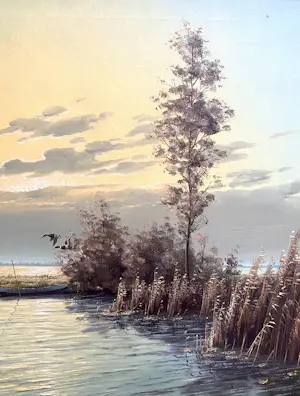 Gien Brouwer - Rivierzicht met vliegende eenden kopen? Bied vanaf 149!