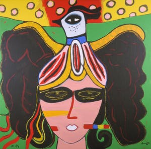 Corneille - Zeefdruk op doek, Portrait imaginaire - Ingelijst kopen? Bied vanaf 1!