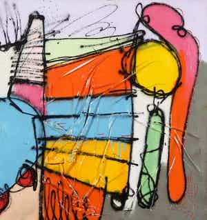 SMAEL - Acryl en collage op doek, Frufilos I verkocht voor € 1!