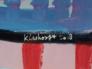 Peter Klashorst - Acrylverf op doek op houten frame , “Portret, Krullend haar” – 60 x 105 cm -2018 kopen? Bied vanaf 1!