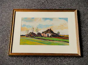 Peter van den Braken - Sfeervol expressionistisch pastel "boerderij te Nuenen" fraai ingelijst kopen? Bied vanaf 43!