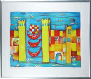 Marianne Aulman - Litho, Atlantis XIV - Ingelijst (Groot) verkocht voor € 1!