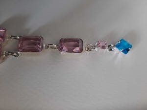 Curiosa - Zilveren ketting 925 met kunziet en topaaz Swarovsky kopen? Bied vanaf 20!