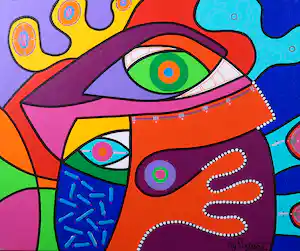 Marianne Naerebout - Acryl op doek, Hunting Trip verkocht voor € 343!