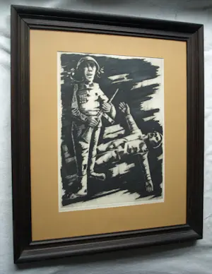 Ber Mengels - Grote ingelijste ets, Zou ik mijn broeders hoeder zijn? – 1965 – nr. 2 van 10. kopen? Bied vanaf 150!