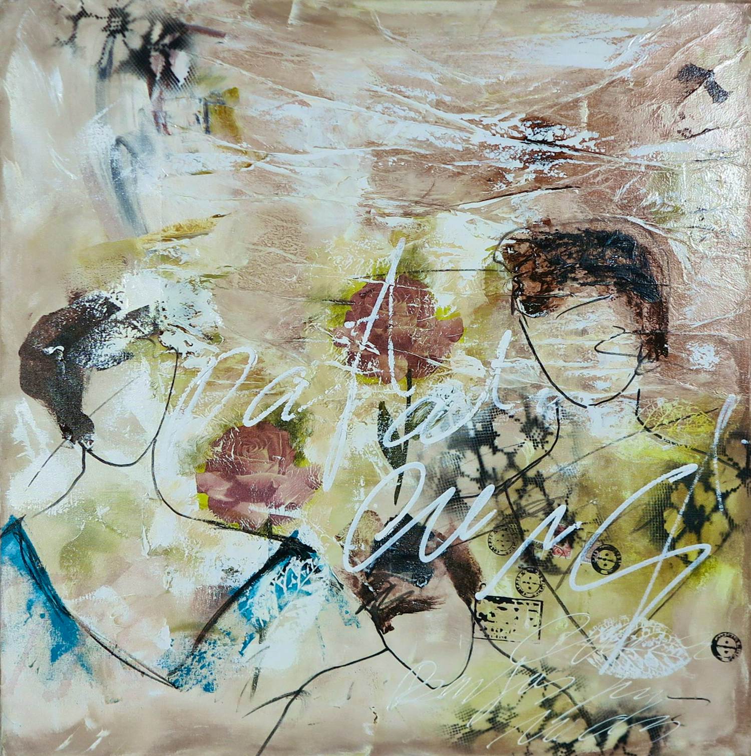 Dario Bosa - Acryl op doek, Drie figuren kopen? Bied vanaf 100!