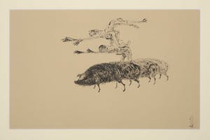 Melle Oldeboerrigter - Inkttekening op geschept papier, Beweging kopen? Bied vanaf 150!