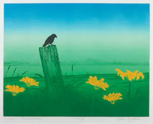 Hans Heijman - Zeefdruk, Joris in Rivierlandschap - Ingelijst kopen? Bied vanaf 40!