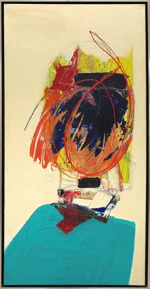 Arty Grimm - Olieverf op doek, Abstracte compositie - Ingelijst (Zeer groot) verkocht voor € 400!