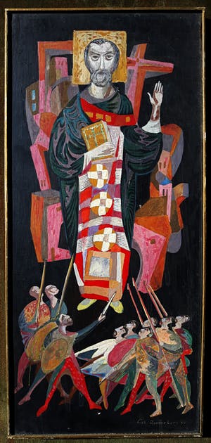 Libert Ramaekers - Religieuze voorstelling, olieverf op paneel (ingelijst) kopen? Bied vanaf 175!