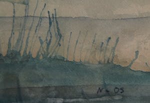 Niet of onleesbaar gesigneerd - Ingelijste aquarel, “Landschap met water” – gesigneerd ‘v. Os’ kopen? Bied vanaf 1!