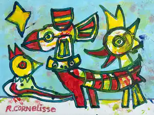 Ruud Cornelisse - zonder titel - Acrylverf op doek verkocht voor € 65!