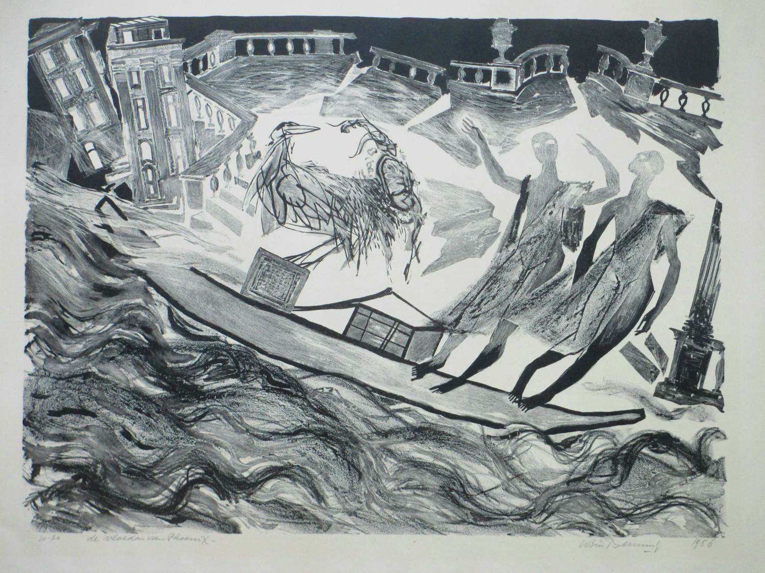 Wim Beuning - De vloeden van Phoenix - Litho kopen? Bied vanaf 50!