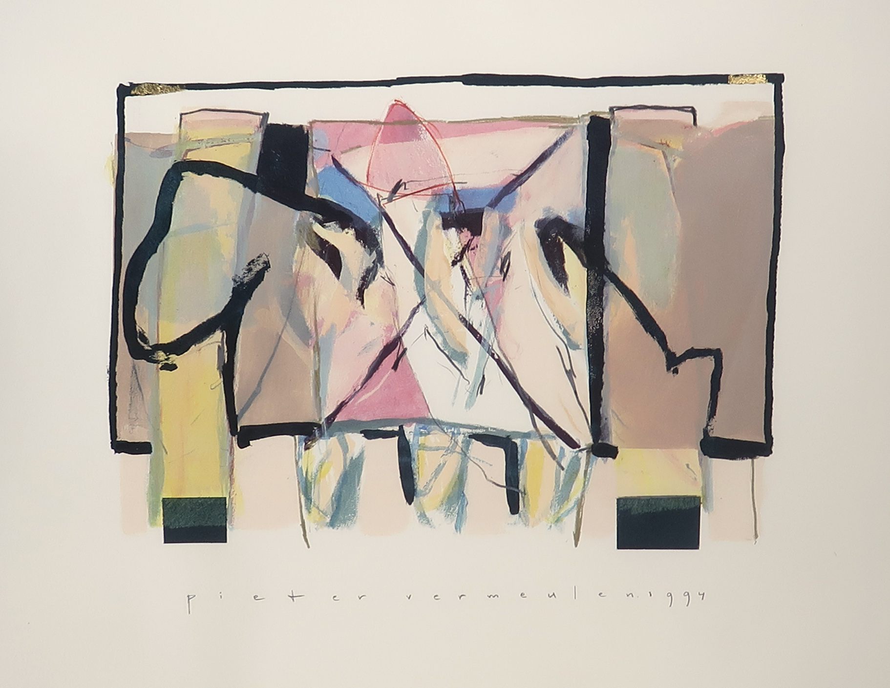 Pieter Vermeulen - Gemengde techniek op papier, Z.T. - Ingelijst kopen? Bied vanaf 1!