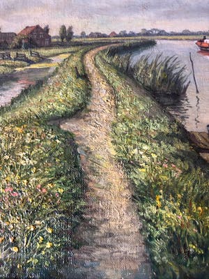 Gerrit N. Woudt - 1911-1983 Zaans landschap kopen? Bied vanaf 150!