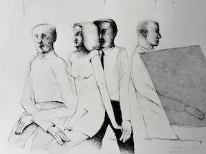 Kees Spermon - Gesigneerde litho - "Conversation piece grey" - 90/190 - 1973 kopen? Bied vanaf 45!