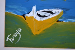 Niet of onleesbaar gesigneerd - Bootjes aan de kust - kleurig werk - gesigneerd kopen? Bied vanaf 10!