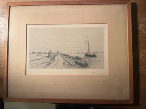 Carel Nicolaas Storm van 's-Gravesande - Ets, water, zeilboten, weiland, dijk, IJsselmeer? kaufen? Bieten Sie von 50!