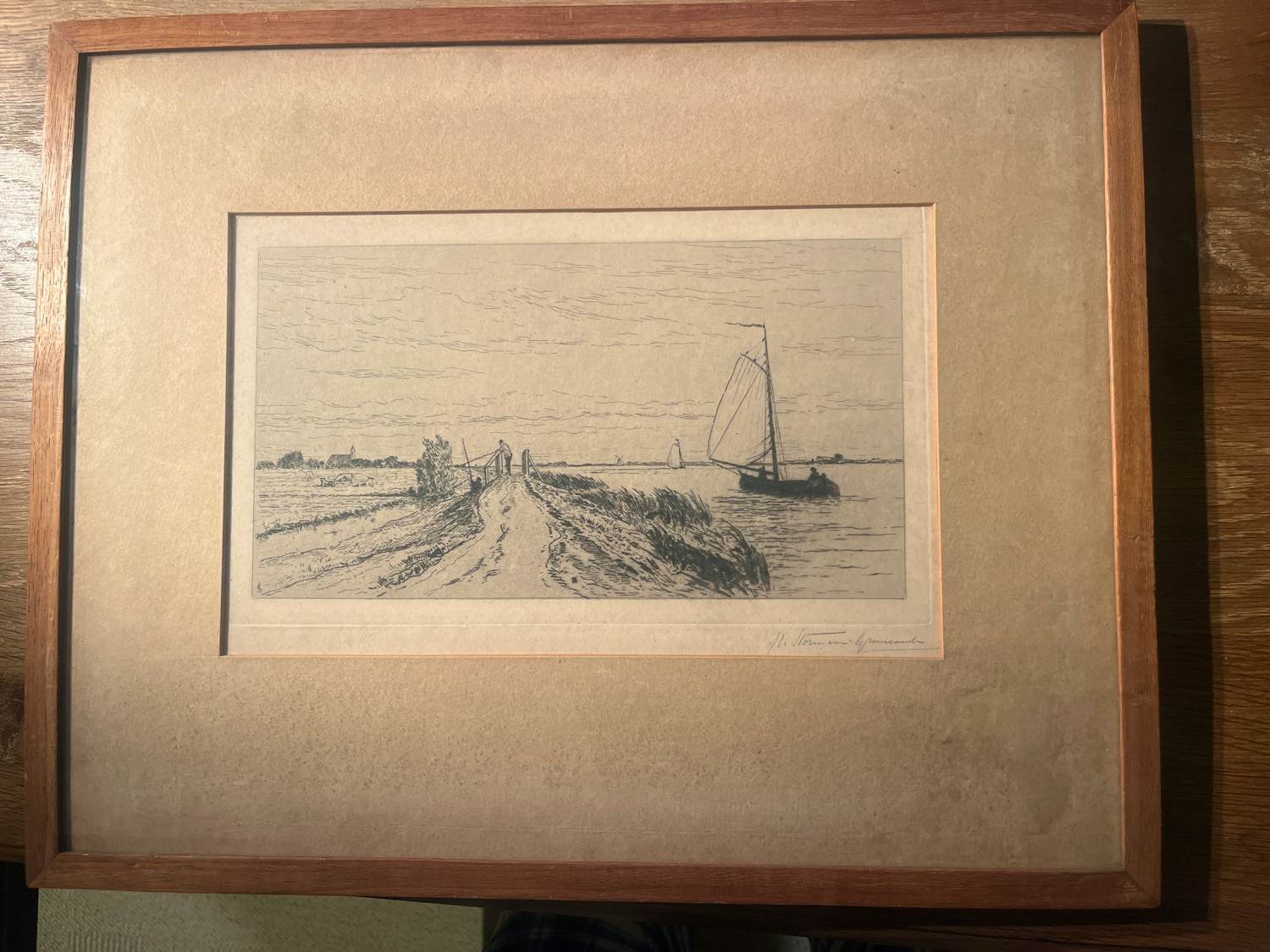 Carel Nicolaas Storm van 's-Gravesande - Ets, water, zeilboten, weiland, dijk, IJsselmeer? kopen? Bied vanaf 50!