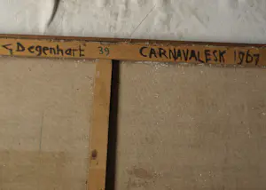 George Degenhart - Olieverf op doek , Carnavalesk – Ingelijst, 132 x 142 cm. – 1967 kopen? Bied vanaf 200!