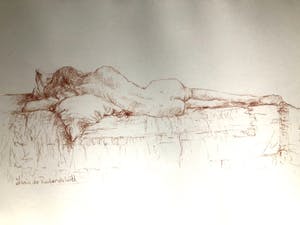 Maria de Ruiter de Witt - Poserend naakt - Tekening, Ingelijst kopen? Bied vanaf 55!
