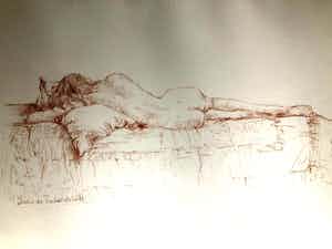 Maria de Ruiter de Witt - Poserend naakt - Tekening, Ingelijst verkocht voor € 55!