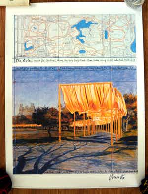 Christo - The Gates grafiek offset op gehamerd karton handgesigneerd 80x60 cm verkocht voor € 190!