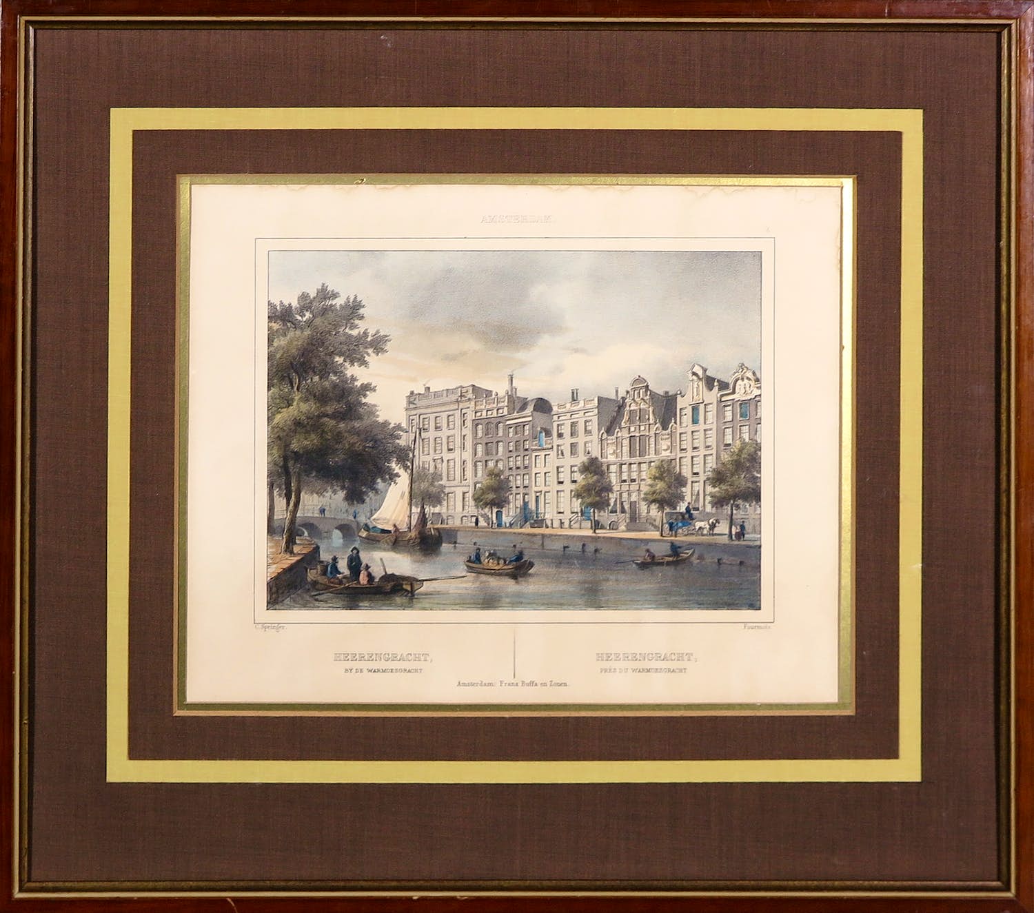 Theodore Fourmois - Kleurenlitho, Heerengracht (naar Cornelis Springer) verkocht voor € 1!