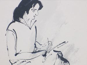 Lili Pieter van Leer - Vrouw in de Tekenklas - Penseel/inkttekening kopen? Bied vanaf 1!