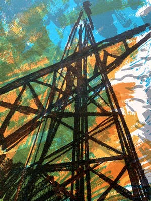 Bob Kemper - kleurenzeefdruk | 'Brandtoren II' | 1988 kopen? Bied vanaf 50!