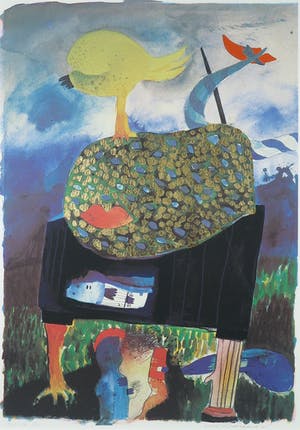 Michel van Overbeeke - Litho met bladgoud, The kiss - Ingelijst kopen? Bied vanaf 1!