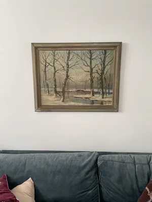 Simon Kramer - Winterlandschap met een berken en water kopen? Bied vanaf 150!