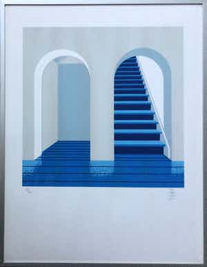 Thijs Overmans - Trappenhuis | gestileerde kleuren zeefdruk - ingelijst verkocht voor € 59!