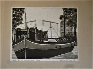 Laetitia de Haas - Grote 1976 ETS - "Amsterdam boot aan het Prinseneiland" gesigneerd kopen? Bied vanaf 20!