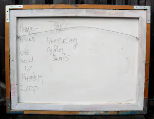 Hannes Kuiper - Ingelijste acrylverf op paneel: 'Wandeling met palm beats' kopen? Bied vanaf 199!