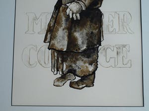 Niet of onleesbaar gesigneerd - 2x Ingelijste inkttekening , “Berthold Brecht & Mutter Courage” kopen? Bied vanaf 1!