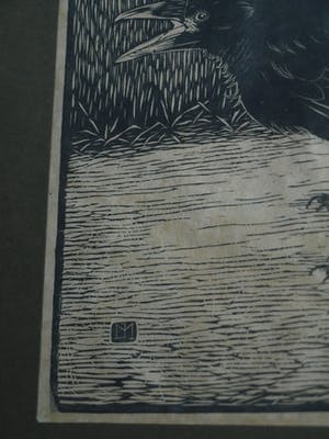 Jan Mankes - Ingelijste houtsnede , ‘Schreeuwende kraai’ – handgesigneerd - 1918 kopen? Bied vanaf 1!