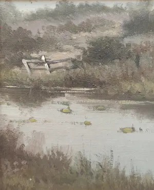 Hendrik Jan ten Cate - Ven in heide landschap - Olieverf op paneel - Gesigneerd kopen? Bied vanaf 20!