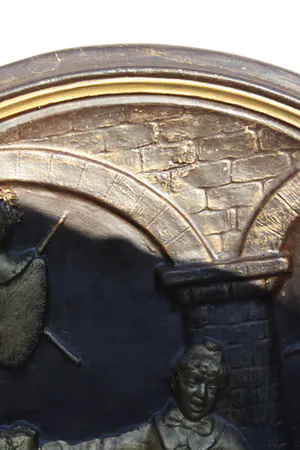 Niet of onleesbaar gesigneerd - Prachtige Vuur Vergulde Grote Zware Oude Aardewerken Plaquette (19e eeuw) kopen? Bied vanaf 1!