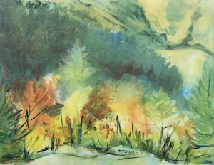 Liz Strick - Monotype, Autumn in Engelberg, Switzerland - Ingelijst kopen? Bied vanaf 1!