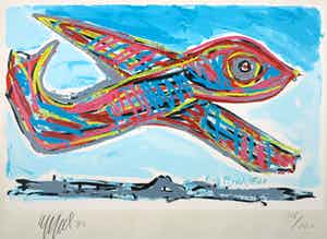 Karel Appel - Zeefdruk, Big Bird verkocht voor € 750!