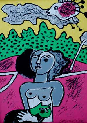 Corneille - Ingelijste zeefdruk - 1991 verkocht voor € 125!