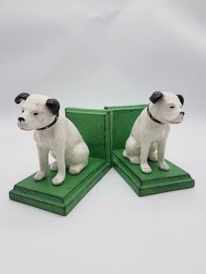 Curiosa - Set van 2 gietijzeren beeldjes His Master's Voice als boekensteunen kopen? Bied vanaf 1!