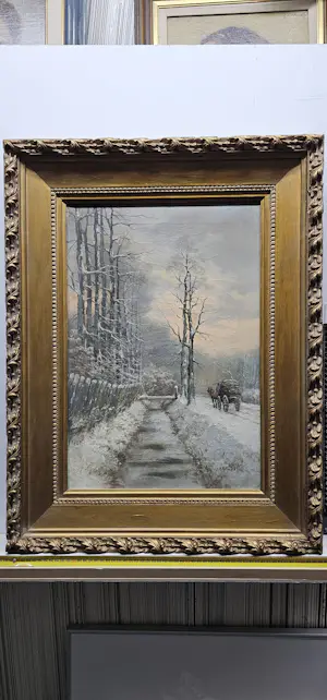 H. Hermans - Winterlandschap met Paard en wagen vol hout kopen? Bied vanaf 30!