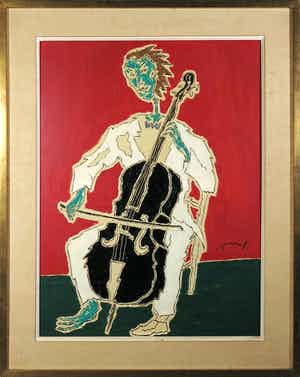 Percenel - Olieverf op doek, Violoncelle - Ingelijst verkocht voor € 300!