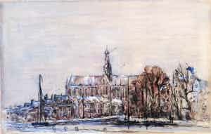 Antoon Markus - Spaarne met Sint Bavokerk in de winter (Haarlem) verkocht voor € 135!