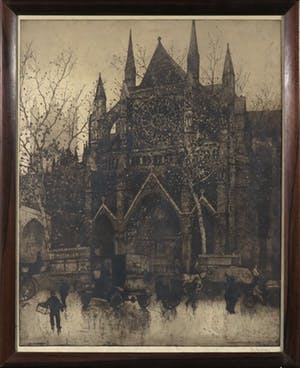 Jan Poortenaar - Ets, Westminster Abbey - Ingelijst kopen? Bied vanaf 20!