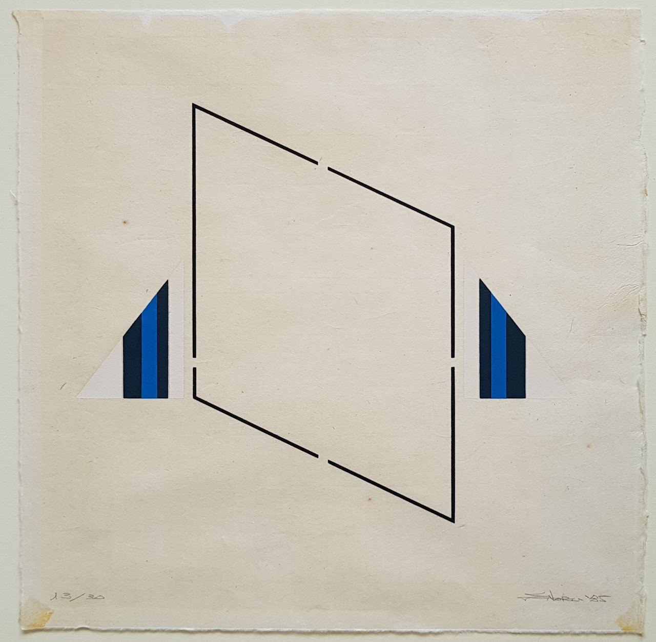 Niet of onleesbaar gesigneerd - geometrisch abstract, 1985,, zeefdruk kopen? Bied vanaf 1!