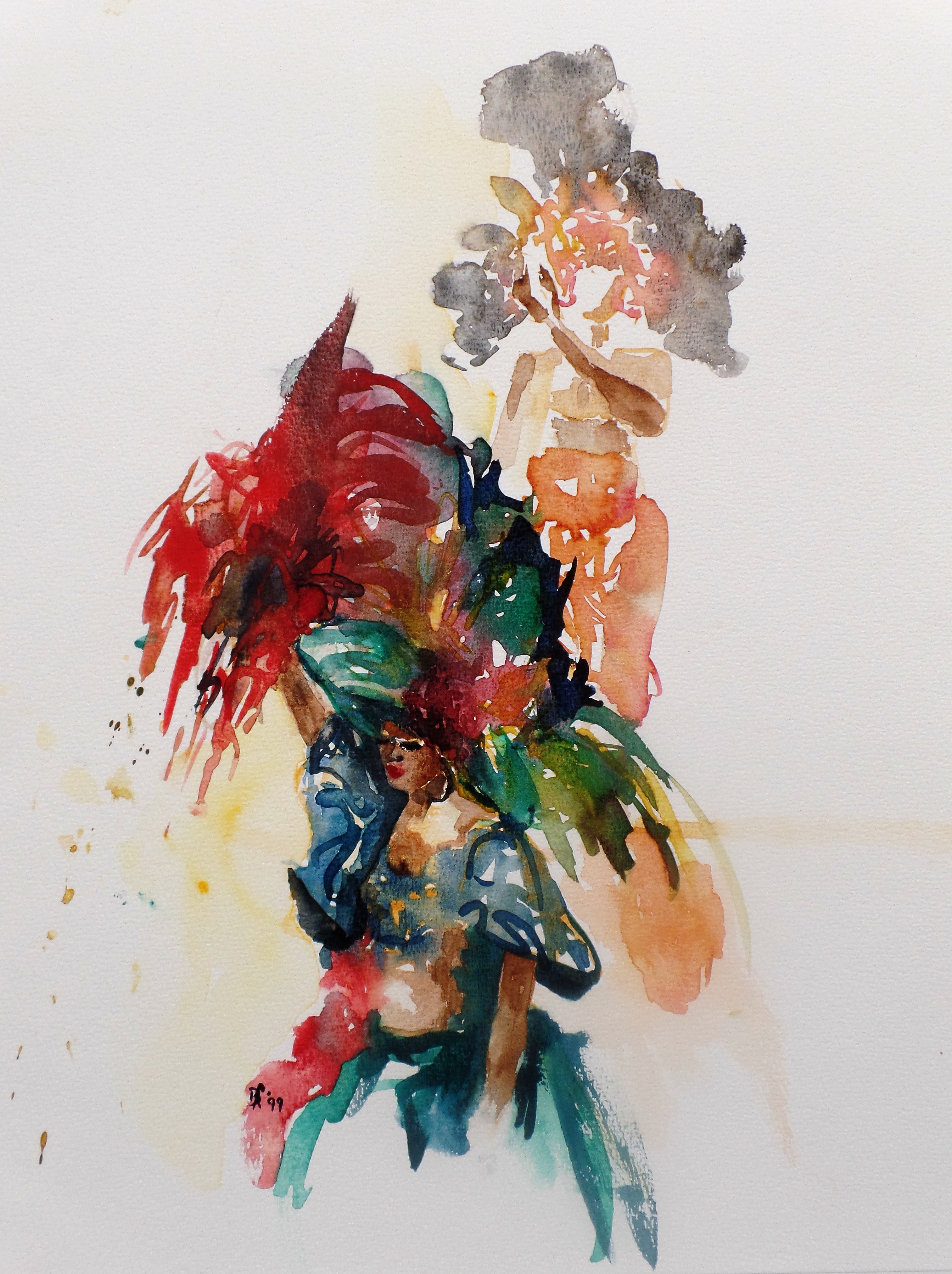 Niet of onleesbaar gesigneerd - Carnaval - Aquarel kopen? Bied vanaf 1!