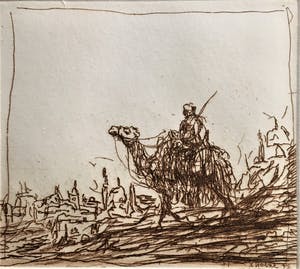 Simon Koene - Kameelruiter bij oosterse stad (met kader) kopen? Bied vanaf 20!